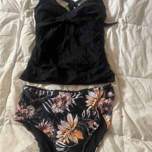 Suuksess Stylish Black and Pink Floral Swimsuit